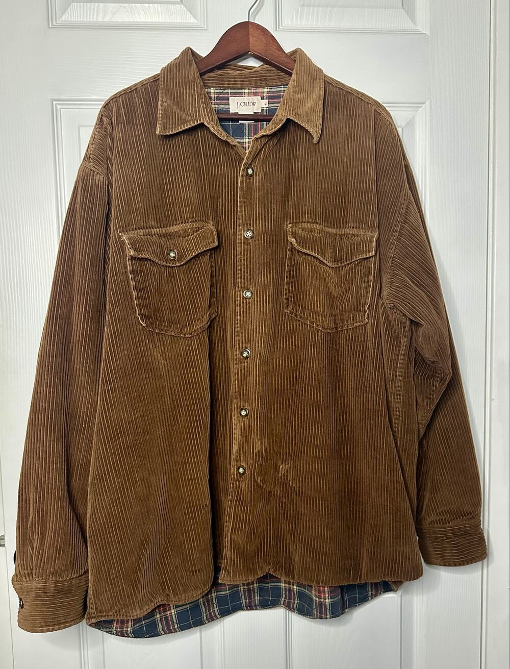 Vintage J.Crew Flannel Lined Corduroy Jacket Size Extra Large Brown
